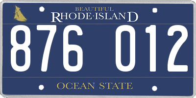 RI license plate 876012