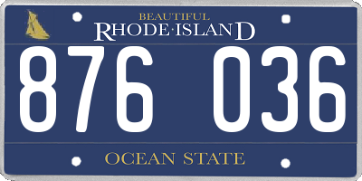 RI license plate 876036