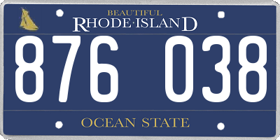 RI license plate 876038