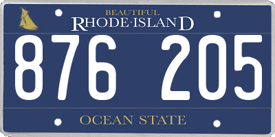 RI license plate 876205
