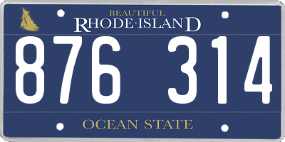 RI license plate 876314