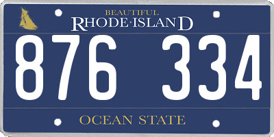 RI license plate 876334