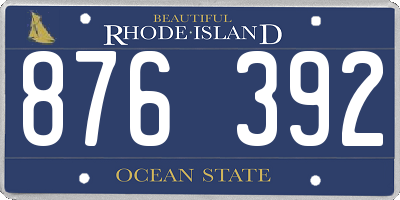 RI license plate 876392