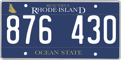 RI license plate 876430