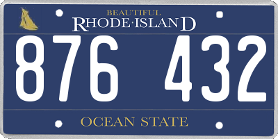 RI license plate 876432