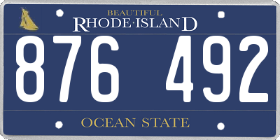 RI license plate 876492