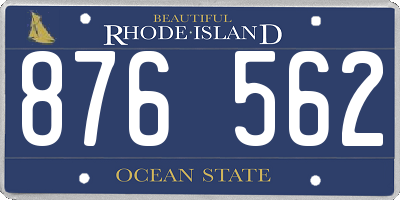 RI license plate 876562