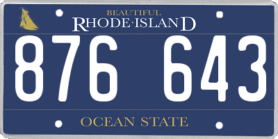 RI license plate 876643