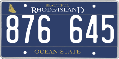 RI license plate 876645