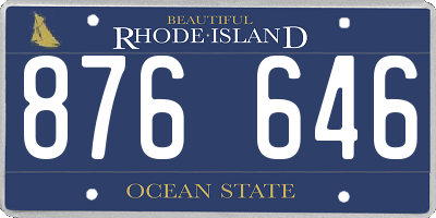 RI license plate 876646