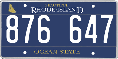 RI license plate 876647