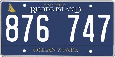 RI license plate 876747