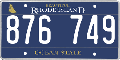 RI license plate 876749