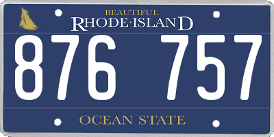 RI license plate 876757