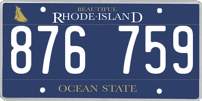 RI license plate 876759
