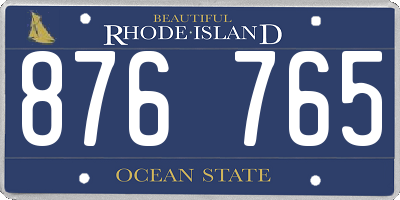 RI license plate 876765