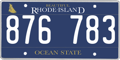 RI license plate 876783