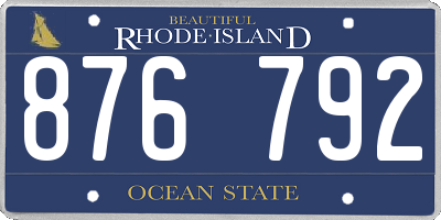 RI license plate 876792