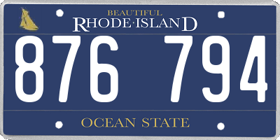 RI license plate 876794