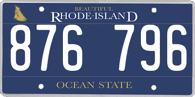 RI license plate 876796