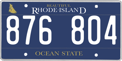RI license plate 876804