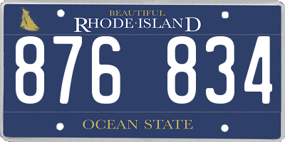 RI license plate 876834