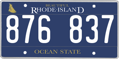 RI license plate 876837