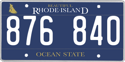 RI license plate 876840