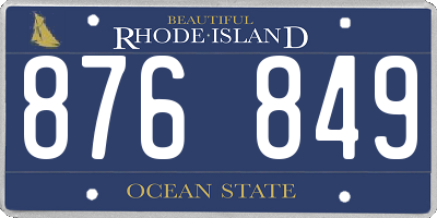 RI license plate 876849