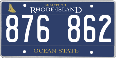 RI license plate 876862