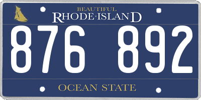 RI license plate 876892