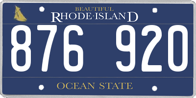 RI license plate 876920