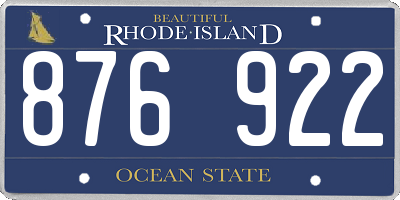 RI license plate 876922