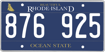 RI license plate 876925