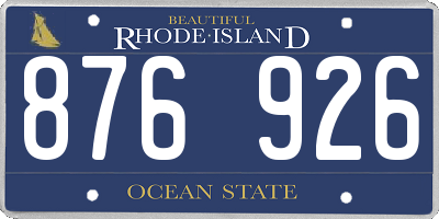 RI license plate 876926