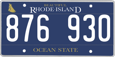 RI license plate 876930