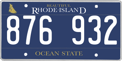 RI license plate 876932