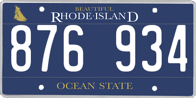 RI license plate 876934
