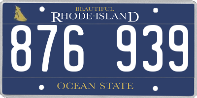 RI license plate 876939