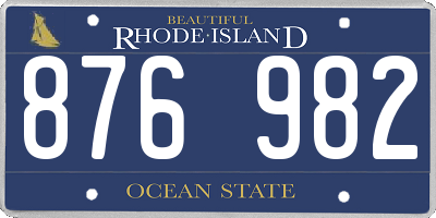 RI license plate 876982