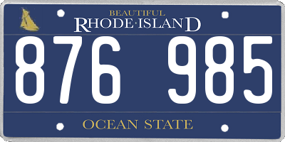 RI license plate 876985