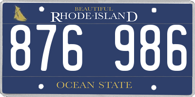 RI license plate 876986