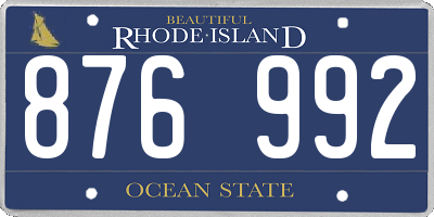 RI license plate 876992