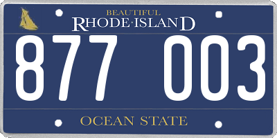 RI license plate 877003