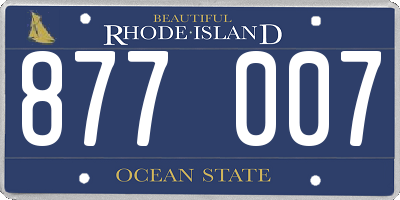 RI license plate 877007