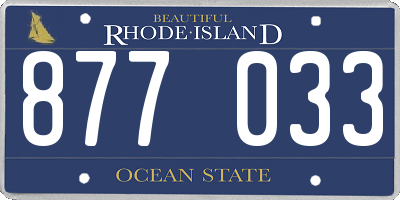 RI license plate 877033