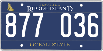 RI license plate 877036