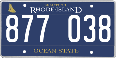 RI license plate 877038