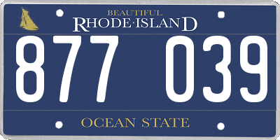 RI license plate 877039