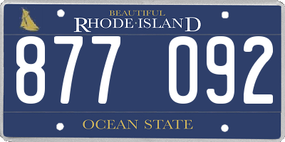 RI license plate 877092